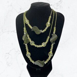 👗5/$25 - Yellow Faceted/Wood Grain Beaded Multistrand Necklace